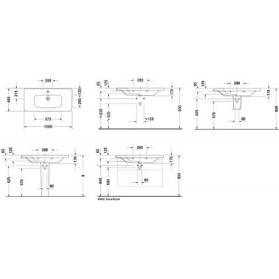 Duravit DuraStyle 2320100000 umywalka 100x48 cm prostokątna ścienna-meblowa-z blatem biała