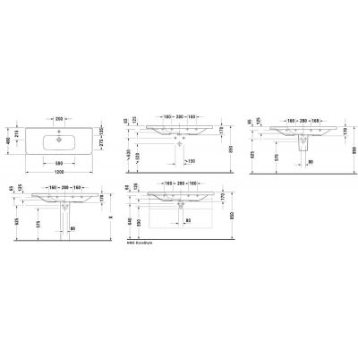Duravit DuraStyle 2320120000 umywalka 120x48 cm prostokątna ścienna-meblowa-z blatem biała