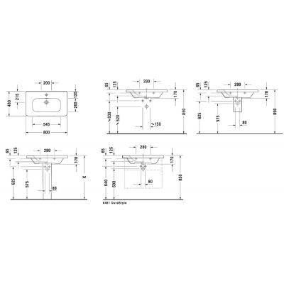 Duravit DuraStyle 2320800000 umywalka 80x48 cm prostokątna ścienna-meblowa biała