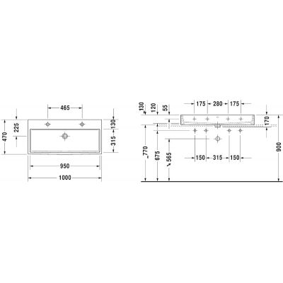Duravit Vero Air 2350100072 umywalka 100x47 cm prostokątna ścienna-meblowa biała