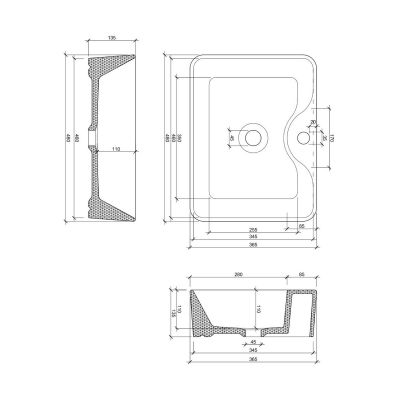 Elita Fiona RE040480158060 umywalka 48x36.5 cm prostokątna nablatowa biała