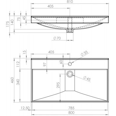 Elita Maxxi RE040800078060 umywalka 81x46 cm prostokątna meblowa biała
