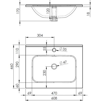 Elita Skappa RE040603068060 umywalka 60.8x46 cm prostokątna meblowa biała