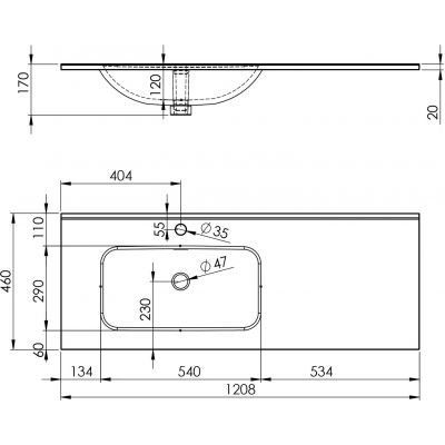 Elita Skappa RE041204168060 umywalka 121x46.4 cm prostokątna meblowa-z blatem biała