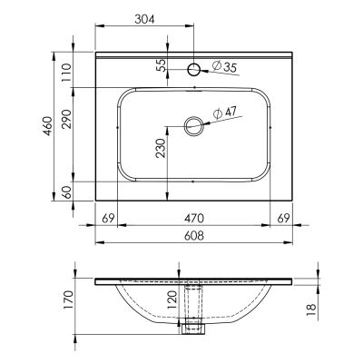 Elita Skappa RE040603067020 umywalka 60.8x46 cm prostokątna meblowa brąz/beż