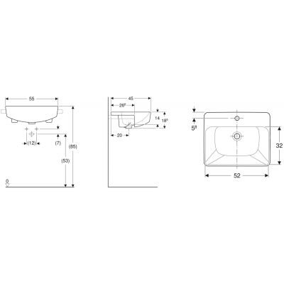 Geberit Variform 500681011 umywalka 55x45 cm prostokątna wpuszczana biała
