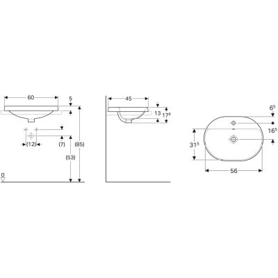 Geberit Variform 500734012 umywalka 60x45 cm owalna wpuszczana biała