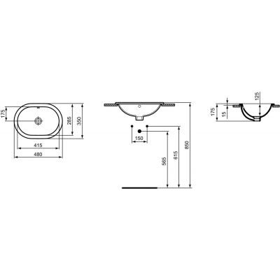 Ideal Standard Connect E504501 umywalka 48x35 cm owalna wpuszczana biała