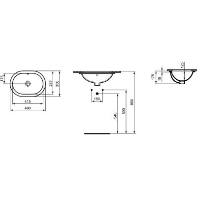 Ideal Standard Connect E504601 umywalka 41.5x28.5 cm owalna podblatowa biała