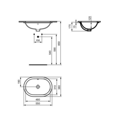 Ideal Standard Connect E504801 umywalka 48x31 cm owalna podblatowa biała