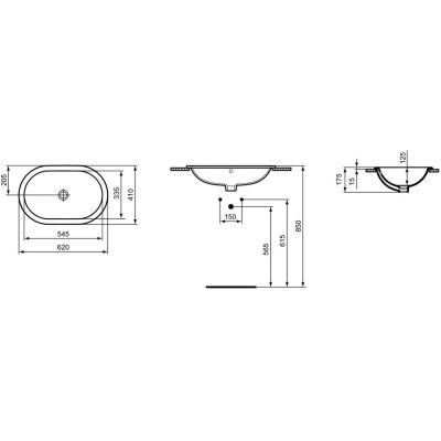 Ideal Standard Connect E504901 umywalka 62x41 cm owalna wpuszczana biała