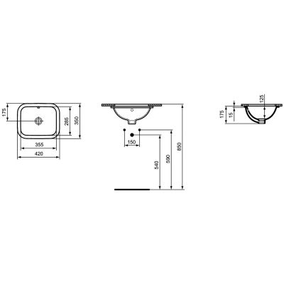 Ideal Standard Connect E505601 umywalka 35.5x28.5 cm prostokątna podblatowa biała