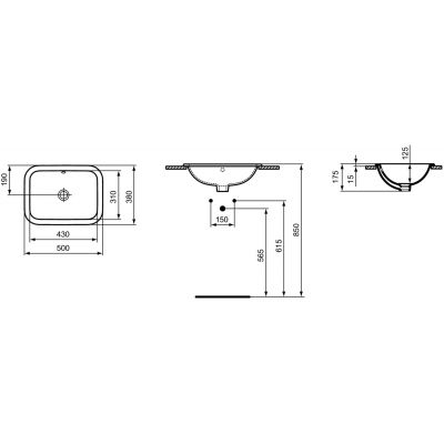 Ideal Standard Connect E505701 umywalka 50x38 cm prostokątna wpuszczana biała