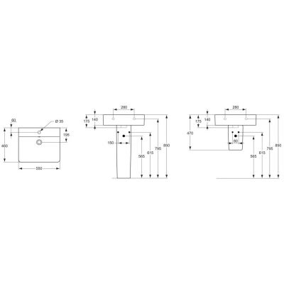 Ideal Standard Connect E784401 umywalka 55x46 cm prostokątna ścienna-meblowa biała