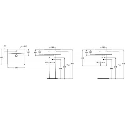 Ideal Standard Connect E788401 umywalka 50x46 cm prostokątna ścienna-meblowa biała