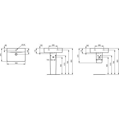 Ideal Standard Connect Space E788601 umywalka 55x37.5 cm prostokątna ścienna biała