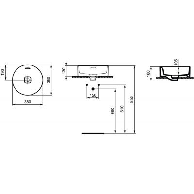 Ideal Standard Strada II T292901 umywalka 38x38 cm okrągła nablatowa biała