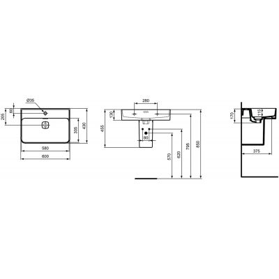 Ideal Standard Strada II T300001 umywalka 60x43 cm prostokątna ścienna-meblowa biała
