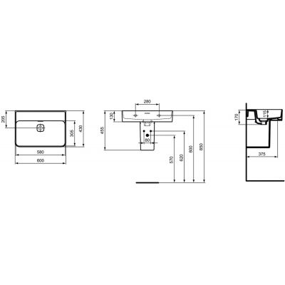 Ideal Standard Strada II T363801 umywalka 60x43 cm prostokątna ścienna-meblowa biała