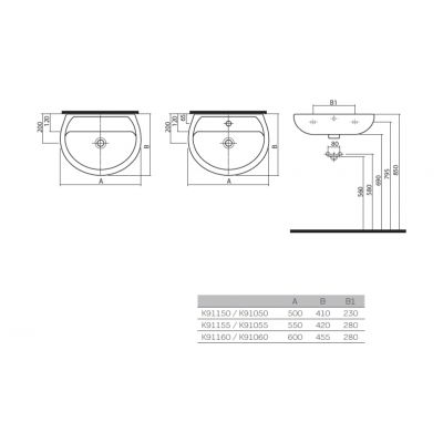 Koło Rekord K91160000 umywalka 60x45.5 cm półokrągła ścienna biała