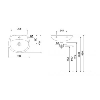 Koło Idol M11150000 umywalka 49.5x41 cm półokrągła ścienna biała