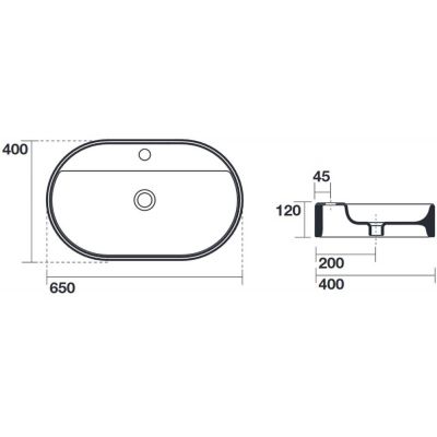 Kerasan 028501 umywalka 65x40 cm owalna nablatowa biała
