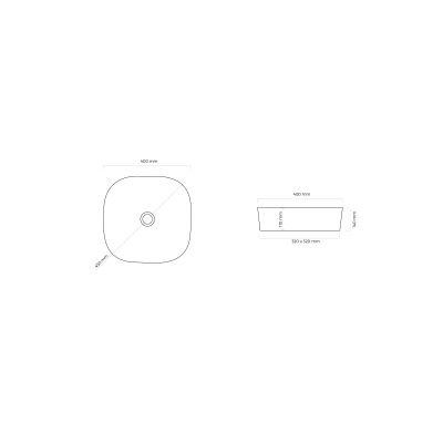 Ksuro 103 20007000 umywalka 40x40 cm kwadratowa nablatowa biała