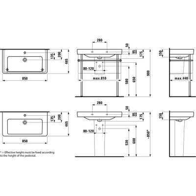 Laufen Pro S H8139654001041 umywalka 85x46 cm prostokątna ścienna biała