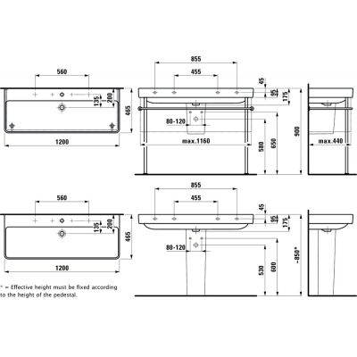 Laufen Pro S H8149650001071 umywalka 120x46 cm prostokątna ścienna biała