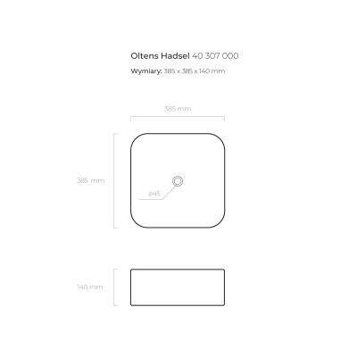 Oltens Hadsel 40307000 umywalka 38.5x38.5 cm kwadratowa nablatowa biała