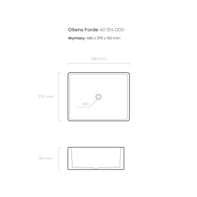 Oltens Forde 40314000 umywalka 48x37 cm prostokątna nablatowa biała