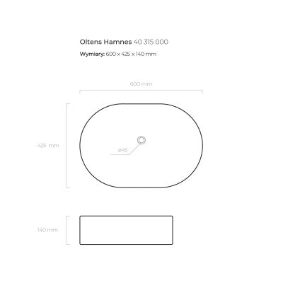 Oltens Hamnes 40315000 umywalka 60x42.5 cm owalna nablatowa biała