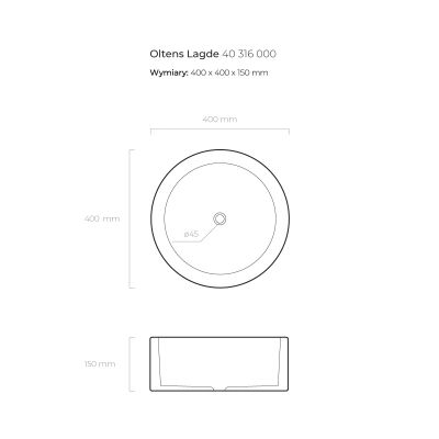 Oltens Lagde 40316000 umywalka 40x40 cm okrągła nablatowa biała