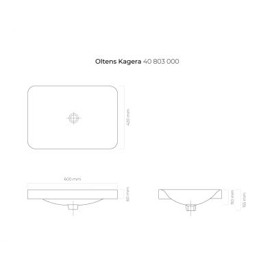 Oltens Kagera 40803000 umywalka 60x42 cm prostokątna nablatowa biała