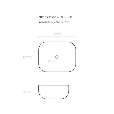 Oltens Josen 40805000 umywalka 50x39.5 cm owalna nablatowa biała