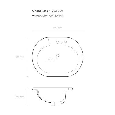 Oltens Asta 41202000 umywalka 55x42 cm owalna wpuszczana biała