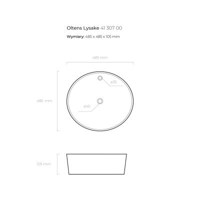 Oltens Lysake 41307000 umywalka 48.5x48.5 cm okrągła nablatowa biała