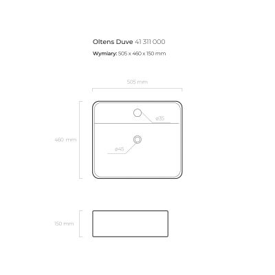 Oltens Duve 41311000 umywalka 50.5x46 cm prostokątna nablatowa biała