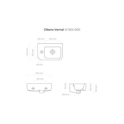 Oltens Vernal 41504000 umywalka 37x24.5 cm półokrągła ścienna biała