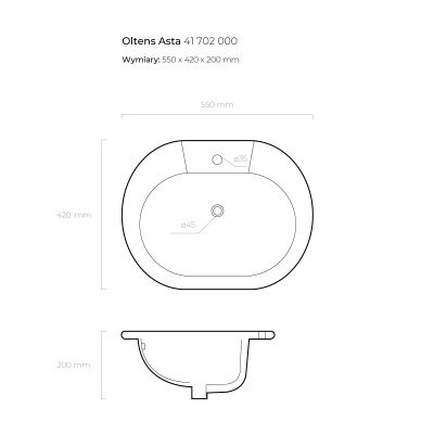 Oltens Asta 41702000 umywalka 55x42 cm owalna wpuszczana biała