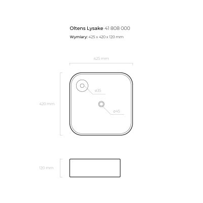 Oltens Lysake 41808000 umywalka 42.5x42.5 cm kwadratowa nablatowa biała