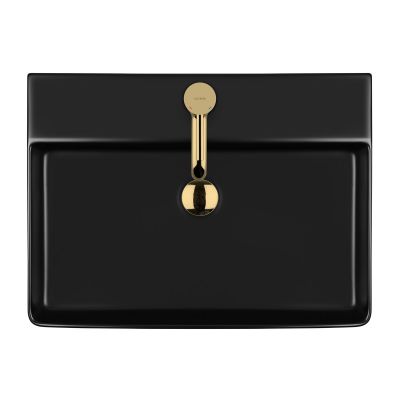 Oltens Duve 41800300 umywalka 59x43.5 cm prostokątna ścienna-nablatowa czarna