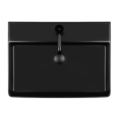 Oltens Duve 41800300 umywalka 59x43.5 cm prostokątna ścienna-nablatowa czarna