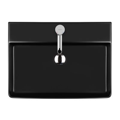 Oltens Duve 41800300 umywalka 59x43.5 cm prostokątna ścienna-nablatowa czarna