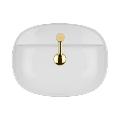 Oltens Hamnes 41813000 umywalka 51x39 cm owalna nablatowa biała