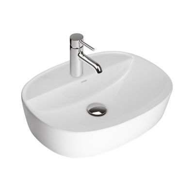 Oltens Hamnes 41813000 umywalka 51x39 cm owalna nablatowa biała