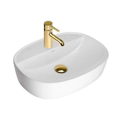 Oltens Hamnes 41813000 umywalka 51x39 cm owalna nablatowa biała