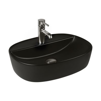 Oltens Hamnes 41313300 umywalka 51x39 cm owalna nablatowa czarna