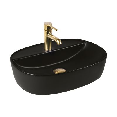 Oltens Hamnes 41313300 umywalka 51x39 cm owalna nablatowa czarna