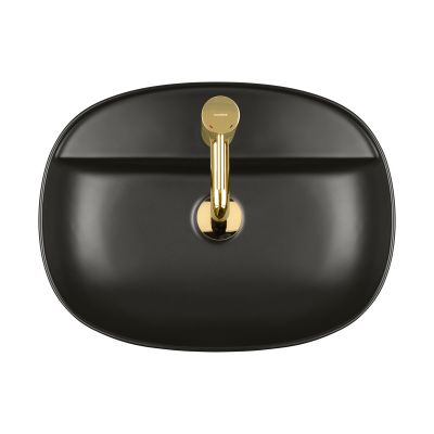 Oltens Hamnes 41313300 umywalka 51x39 cm owalna nablatowa czarna